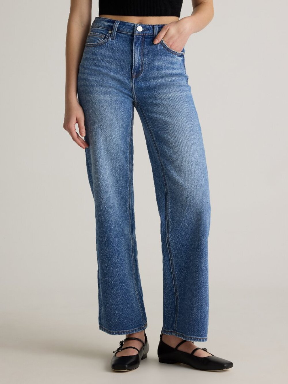 Quince Stretch Relaxed Straight Jeans in LONG